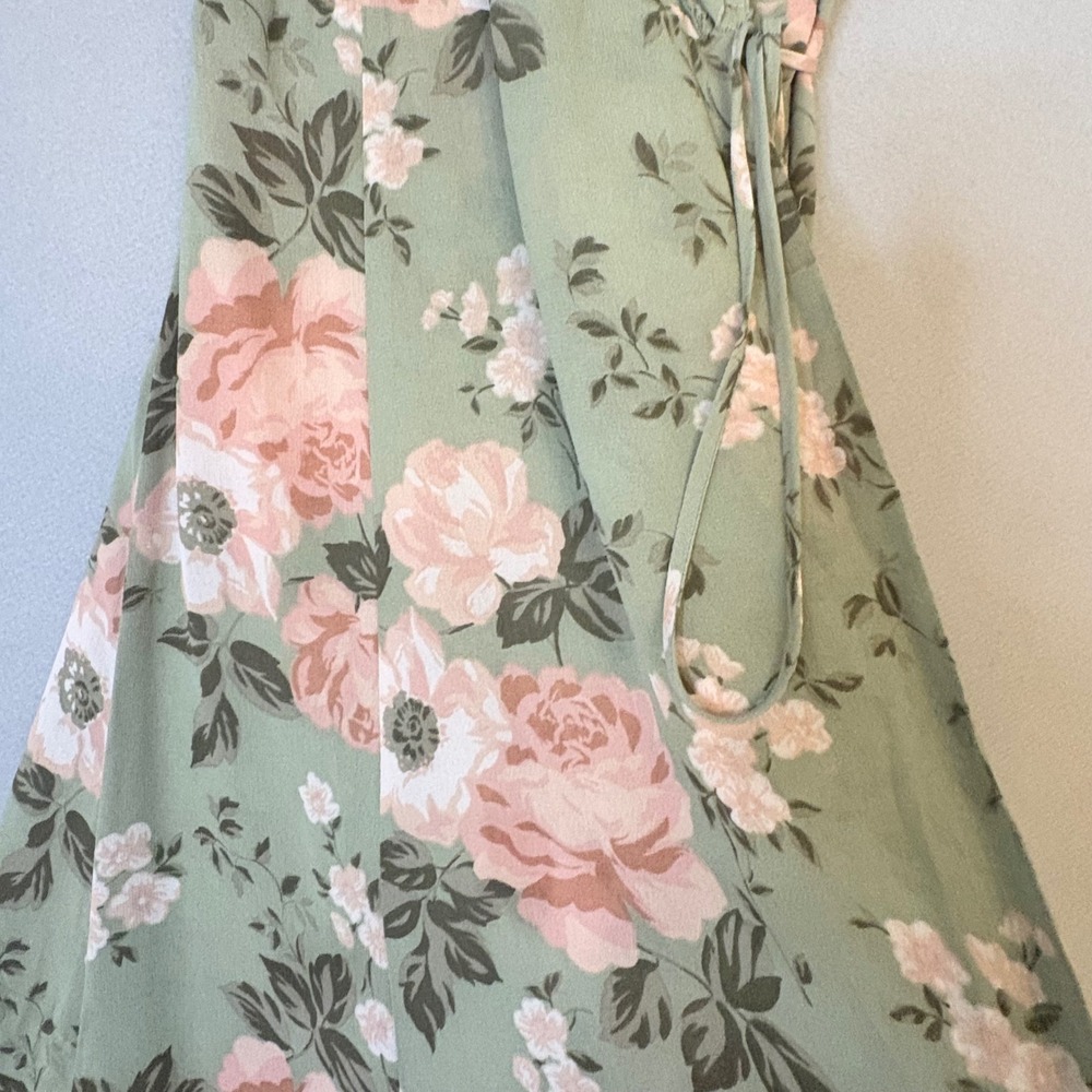 Reformation Gwenyth Midi Wrap Dress Athena Romantic Floral Print Green Pink Med - Picture 6 of 14